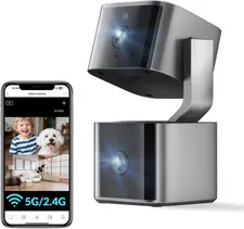 Dual Lens Security Camera Indoor 5G/2.4G Wifi, 2K+2K Pet Camera with Pan Tilt fo