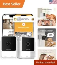 Pack of 2 Indoor Wi-Fi Pet Security Cameras with 1080p HD, Night Vision & Alerts