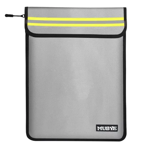 Fireproof Waterproof Money Document Bag 15"x11" Safe Zipper Reflective Gray