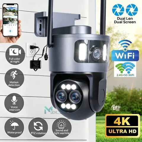 8MP 4K WiFi Security Camera: Dual Lens, 10X Zoom Outdoor PTZ Home Cam* US STOCK