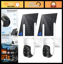 4G LTE Solar Security Camera Outdoor, 2K Wireless Color Night Vision, 360° View,