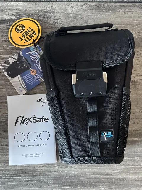 AquaVault FlexSafe Anti-Theft Portable Travel Safe Combination Lock Black