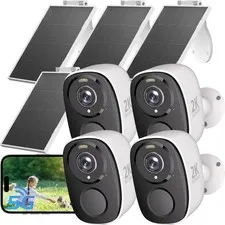 ELECCTV 2.4&5ghz WiFi Solar Security Cameras Wireless Outdoor,2K QHD White