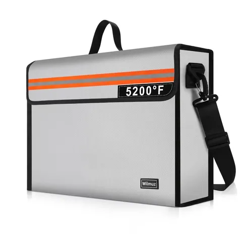 Fire Proof File Box for Documents with Shoulder Strap 5200℉ Insulated,14.9"x1...