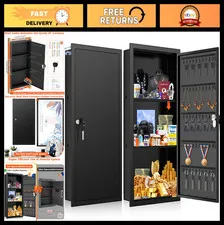 Wall Safe 29.5" H for 16" Studs, Lockable Hidden Storage with 2 Shelves & 50 Hoo