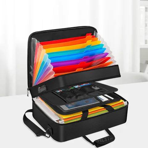 Color Fireproof Document Bag File Organiser File Folder with 13 Pockets Folder