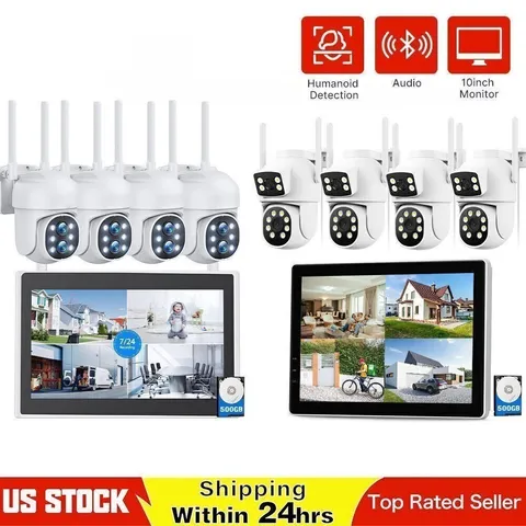 10CH Wireless Security Camera System Outdoor 4MP PTZ HDMI Output NVR 24/7 Record
