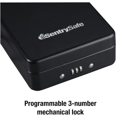Secure Black Safe Box, Combination Lock for Money & Passport