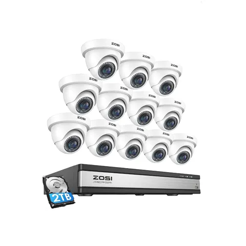 ZOSI 16 Channel 1080p Security Camera System Outdoor with 2TB Human Detection