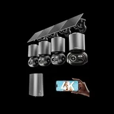 BOTSLAB w510 4K Security Cameras Wireless Outdoor, 4 Cam-Kit Solar for Home Ai