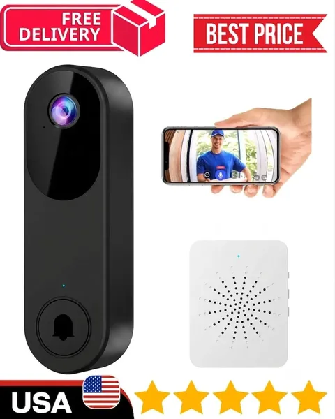 WiFi Ring Doorbell 1080P HD Security Camera Wireless Door Bell Camera With Chime