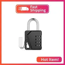 ZHEGE Locker Lock, 4 Digit Combination Padlock with DIY Name Tag (Black)