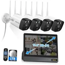 (2026 Updated) 5MP Wireless Security Camera System 4Cams-1TB with 10" Monitor