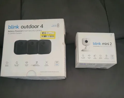 Blink Outdoor 4th Gen - 3 Camera Security System and Blink Mini 2 inddor camera