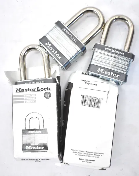 Lot of 4 Master Lock Laminated Steel Padlocks 4 Pin 2"x1-1/2" 5KALF#A956 NO KEYS