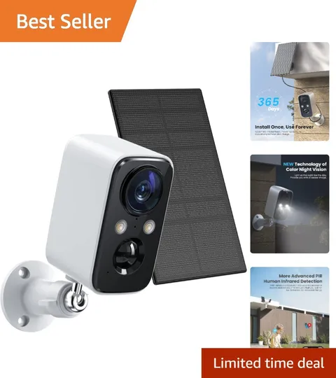 1080p HD Solar Security Camera - Wireless, Waterproof, PIR Motion Detection