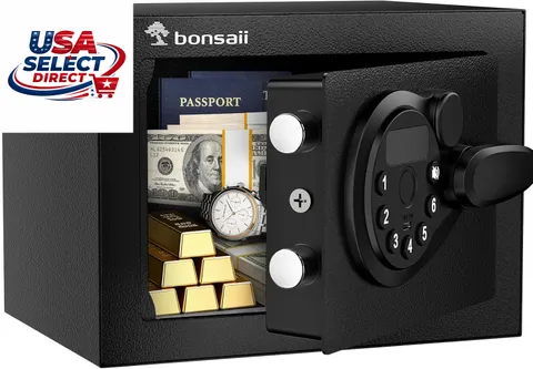 Electronic Keypad Safe Box, Steel Security Lock Box, 0.23 Cu Ft