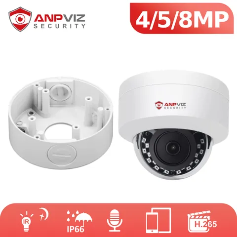 Anpviz 4mp 5mp 8mp Dome PoE IP Security Outdoor  AI Camera +Junction Box Bracket