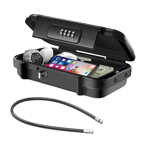 Hurinan Portable Safe Box with Code, [Waterproof Anti-Theft ]Travel Safe, Com...