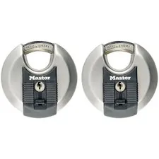 Master Lock M40EURT Excell™ Stainless Steel Disc 70mm Equal Key Lock X 2