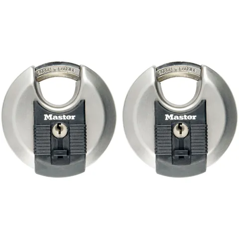 Master Lock M40EURT Excell™ Stainless Steel Disc 70mm Equal Key Lock X 2