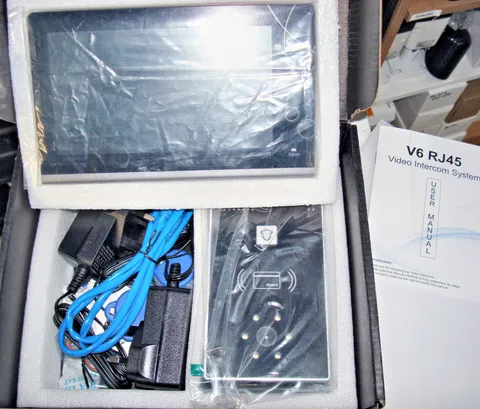 V6 RJ45 Video Intercom System 8" Monitor w/ Call Box & 5 Scan Fobs - UK Plug