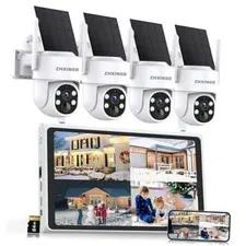 Solar Security Cameras Wireless Outdoor, 4MP FHD Battery Powered Home Security