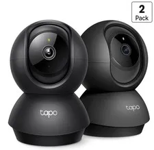 Tapo TP-Link 2K Pan/Tilt Indoor Security Camera for Baby 2-Pack, Black 