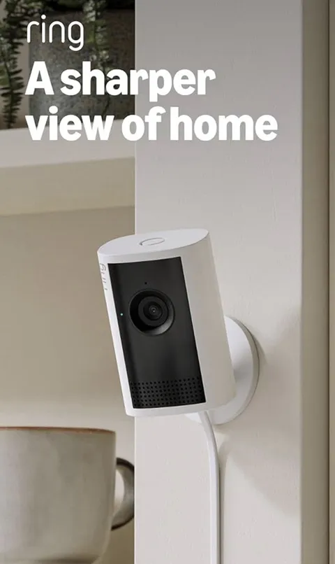 Ring Stick Up Cam 1080p Wi‑Fi Indoor/Outdoor Security Camera, Alexa, White/Black