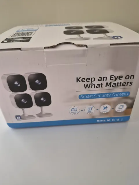 Smart Security Camera IP Network Wi-Fi 4-Pack 1080p Indoor White Alexa/Google