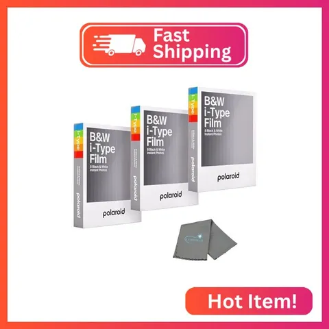 Polaroids Black & White Instant Film, 3 Pack, 24 Photos, B&W Film Works with Pol