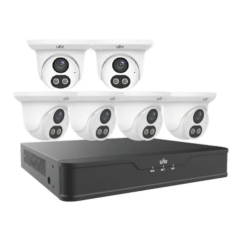 UNV 8-Ch 4K NVR Kit EK-S31P8DLT46T2 6x 4MP Dual Light Turret Mic 2TB HDD NDAA