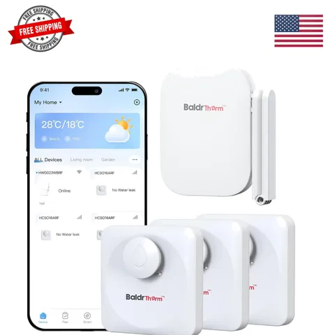 WiFi Water Leak Detector, Hub & Water Leak Sensor 3 Pack, Wireless Siren Alar...