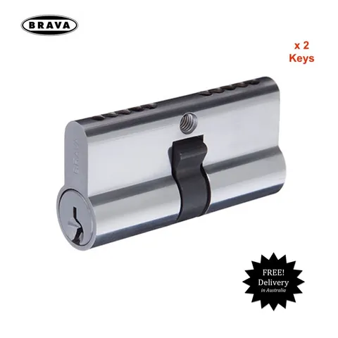 BRAVA-Fixed Cam Euro Cylinder-Satin Chrome 62mm Length