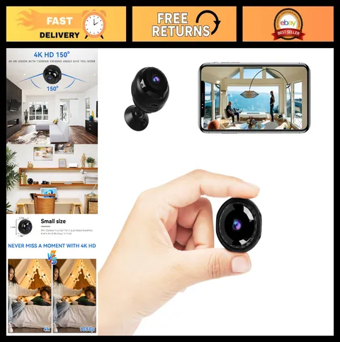 4K Mini WiFi Indoor Security Camera - Live Feed, Motion Detection, Night Vision,