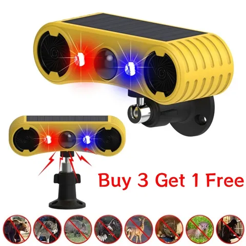 Solar Outdoor Motion Sensor Alarm 2*130db Ultrasonic Siren Motion Detector Alarm