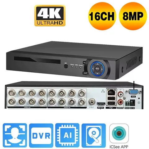 DIGITAL DVR 16 Channel 4K H.265+ 8MP DVR (NO HDD) for Security BNC System