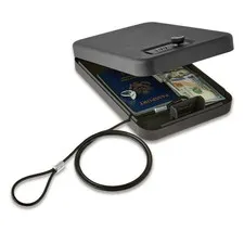 Portable Safe, Black, 9.5" x 6.5", Combination Lock