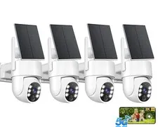 2K Security Camera System, 5GHz&2.4GHz WiFi Solar Wireless Cameras for White