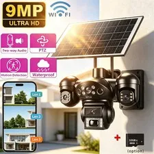 Solar Battery Powered WiFi Security Camera Wireless Outdoor Pan/Tilt Cam Monitor