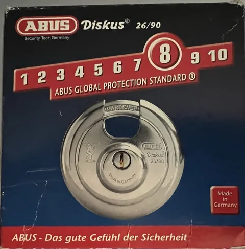 Abus Diskus 26/90 Stainless Padlock w/3 Keys German New