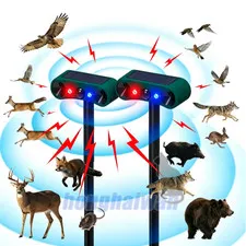 2PCS Outdoor Solar Wireless Motion Sensor Alarm Detector 130db Loud Noise Garden