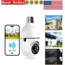 5G & 2.4G WiFi Light Bulb Security Camera – 2K HD, Motion Detection, Night Vi...