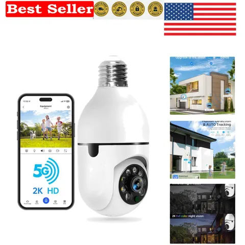 5G & 2.4G WiFi Light Bulb Security Camera – 2K HD, Motion Detection, Night Vi...