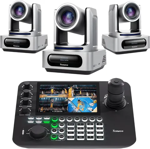 PTZ Camera and Controller Bundle - 4K NDI PTZ Camera(3Pcs) 20X Zoom AI Tracking