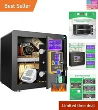 Safe Box with Digital Keypad & Alarm System - Electronic Lock Box for Jewelry...
