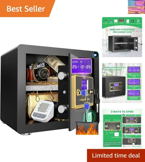 Safe Box with Digital Keypad & Alarm System - Electronic Lock Box for Jewelry...