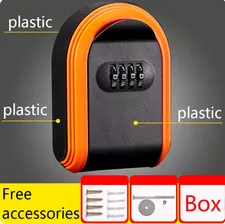Orange 4-Digit Wall-Mounted Resettable Code Security Key Safe