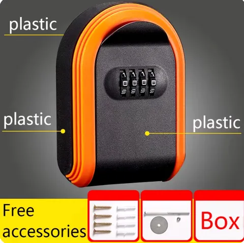 Orange 4-Digit Wall-Mounted Resettable Code Security Key Safe