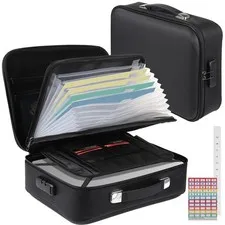 Fireproof Document Box with Lock, Hard Shell Fireproof Safe Case, File Organi...